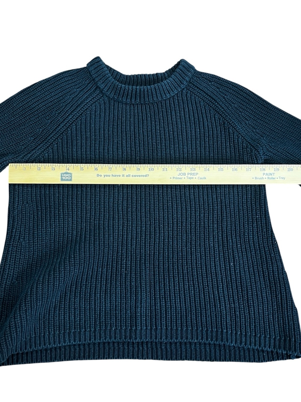 Quince Fisherman Knit Sweater Small Navy Organic Cotton Ribbed Crewneck Coastal - Picture 8 of 10